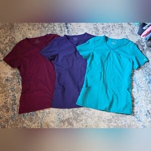 Infinity By Cherokee Women's‎ Small 4-Pocket Stretch Mock Wrap Scrub Top Bundle